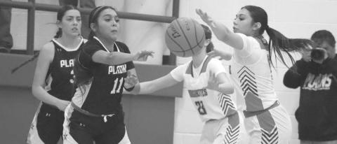 STEAL - Sundown Roughette Yaya Lopez stole the ball against the Plains Cowgirls this past Tuesday at home in the teams loss. The Roughettes will face off against the Post Lady Lopes this Tuesday on the road. (Staff photo by Aalijah Soliz)