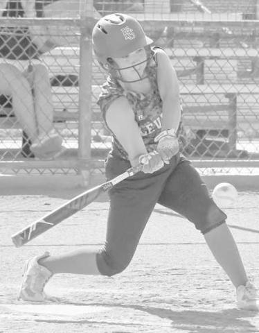CONTACT SWING- The Levelland Loboette softball team hosted their final summer league game at Levelland High School Tuesday evening. Loboette Delaney Delgado put the ball in play with a contact swing. (Staff Photo by Aalijah Soliz)