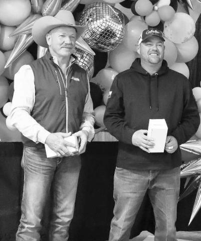 YEARS OF HARD WORK - During the Hockley County Employee Apreciation Luncheon Thursday at the Mallet Event Center and Arena, Hockley County Commissioners Larry Carter was recognized for his 20 years of service and Cliff Shaw was recognized for his 15 years of service. (Staff photo by Myra Guerrero)