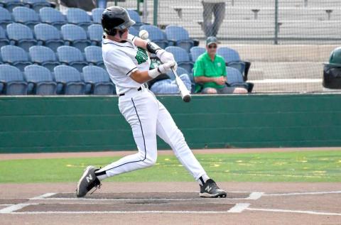 HIT BY PITCH- The Ropes Eagles lost to Hawley two games to none in the UIL Regional High School Baseball Semifinals Thursday and Friday in Midland. The Eagles’ end their season as district runners-up, bi-district champions and regional quarterfinal champions. Eagle Kade Franklin was hit by a pitch and awarded first base during the contest. (Staff Photo by Dom Puente)