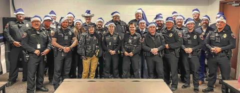 - It was all hands on deck to make 29 community children have a memorable Saturday during the Blue Santa Event. An annual event held by the Blue &amp; You and Levelland Police Department, a certain number of children are picked to enjoy breakfast with their local law enforcement officers and a trip to Walmart for an early Christmas present. Pictured are officers with the LPD before they went throughout the area to pick up the 29 children participating in the holiday event. (Photo courtesy of the LPD)
