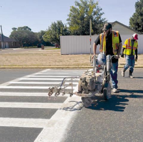 NEWSCHOOLYEARAPPROACHES - The City of Levelland Streets Department spent multiple days repainting crosswalks around all Levelland ISD school zones. The first day of school is set for Tuesday, August 19. (Photo courtesy of the City of Levelland)