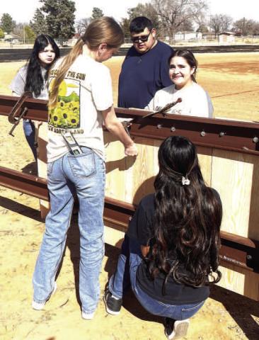 HELPING HANDS-- Sundown High School construction and welding students lended a hand to the community softball field’s safety updates. (Photo courtesy of A’ndrea McAdams)