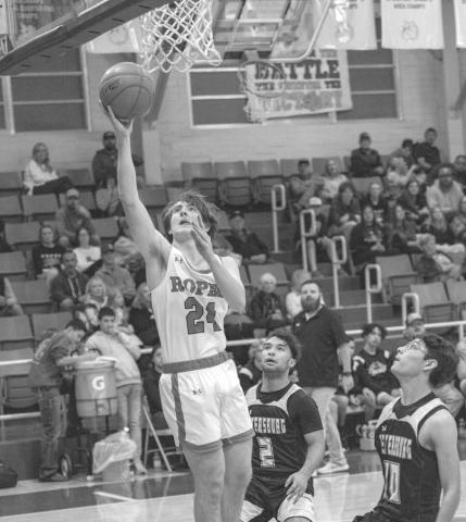 LAYUP - Ropes Eagle Darren Kizer layed the ball up during the teams contest during the teams tournament last weekend. (Photo courtesy of Donovan Martin)