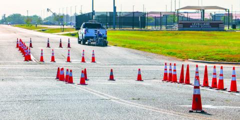 NEW STRIPING, NEW SCHOOLYEAR - Levelland ISD’s maintenance staff has been working on striping new lines around all their campuses ahead of the new school year starting later this month. (Photo courtesy of Emily Campos)