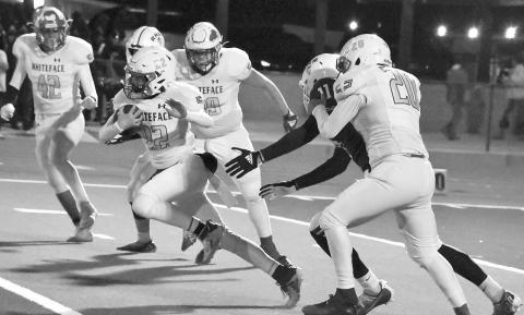 ANTELOPE RETURN- Whiteface’s Gavin Baker returned a Rankin Red Devil kick to the 30 yard line in the area round of the UIL Class 1A-1 high school football playoffs. The no. 1 ranked Red Devils downed the Antelopes 70-24 finishing Whiteface’s season at 9-3 with district and bi-district championships. (Photo Courtesy of Jay Kelley)