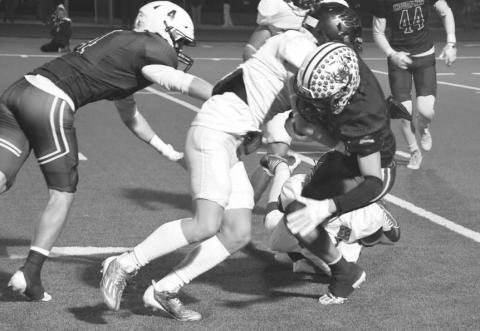 TAKE DOWN - Brolin Kennedy had five tackles for the Whitharral Panthers against the Klondike Cougars in a 64-16 UIL 1A-2 High School Football Area Round loss last Friday in Hermleigh. The Panthers finished their season at 9-2. (Staff photo by Jay Kelley)