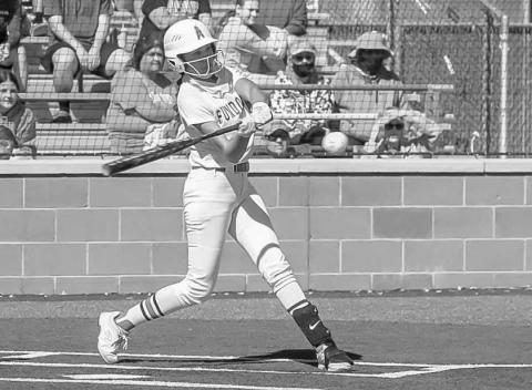 SMOOTH SWING - The Sundown Roughettes are 3-0 in district play after wins against Seagraves, Tahola and Morton. Pictured is Roughette Araceli Ibarra putting the ball in play against their the Tahoka Lady Bulldogs this past week at home. (Photo courtesy of Sundown ISD)