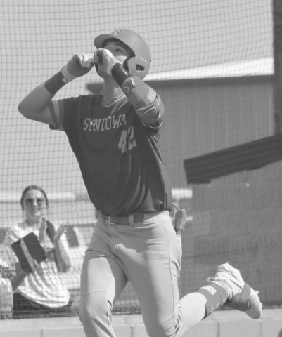 HOMERUN - Sundown Roughneck Jaxon Rodriguez hit a home run duing the team’s game this past Tuesday at New Home during UIL district play. (Staff photo by Aalijah Soliz)