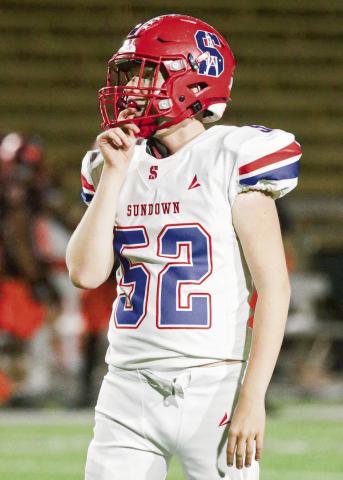 TOUCHDOWN KOLT MCDANIEL - Sundown junior Kolt McDaniel recovered a Wink fumble in the end zone to score a touchdown during their playoff football game this past Thursday at Andrews High School. (Photo provided by Sundown Roughnecks Facebook)